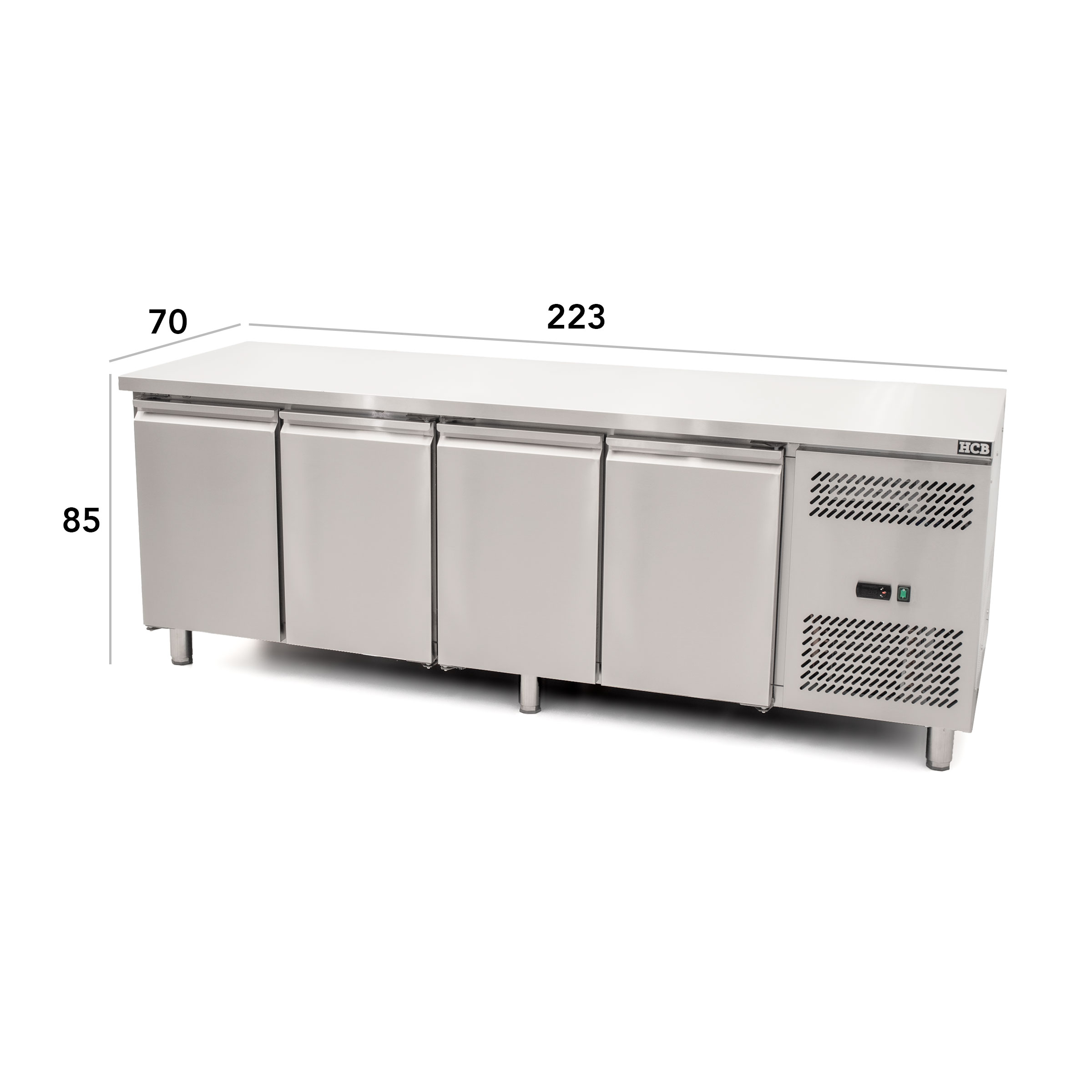 HCB Basic-line Koelwerkbank - 4 deuren - 223 cm - 230V - RVS - Afbeelding 7