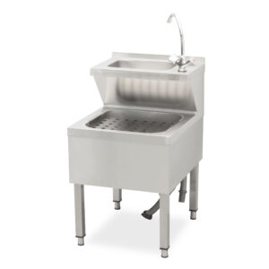 HCB Dubbele wasbak - uitgietbak - 50 cm - RVS