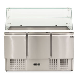 HCB Basic-line Saladette koelwerkbank - 3 deuren - 137 cm - 230V - RVS