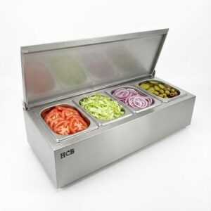 HCB Bakhouder - 4 x 1/6 GN - deksel - RVS