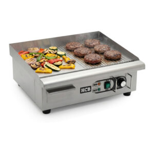 HCB Bakplaat - 1/2 geribbeld - 55 cm - 230V - RVS