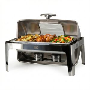 HCB Chafing dish - rolltop - 1/1 GN - kijkglas - 9 liter - RVS