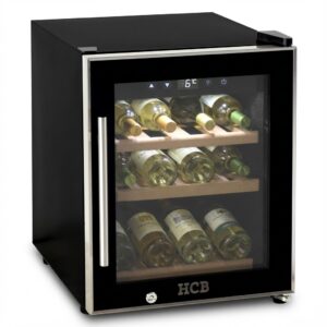 HCB Luxe wijnkoelkast - 12 flessen - enkele zone - zwart - 230V