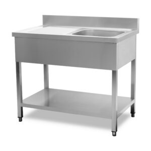 HCB Spoeltafel - enkele spoelbak - 100 x 60 cm - RVS