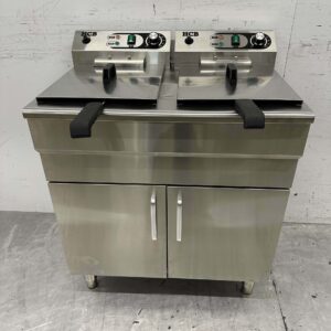 HCB RVS Dubbele Friteuse Frituur 2 x 16 liter 230V Horeca