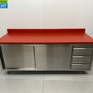 RVS Polyethyleen PE Werkkast Kast Snijtafel Premium-line 2 schuifdeuren 3 laden 200 cm Horeca Slagerij