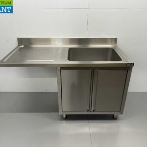 HCB Sink Unit - sink on the right - hinged door - 140 cm - stainless steel