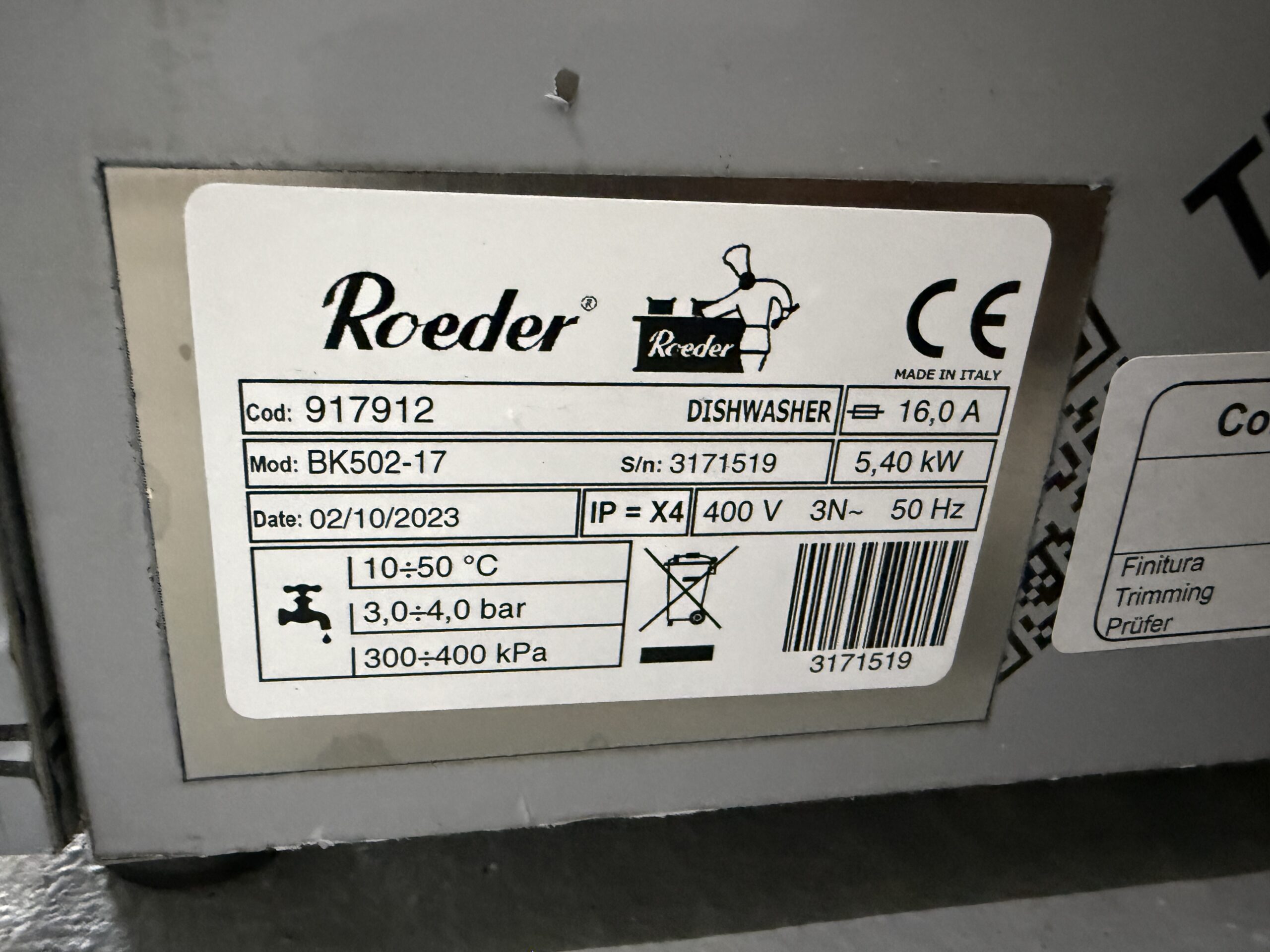 Roeder RVS Glazenspoelmachine met waterontharder 400V - Afbeelding 6