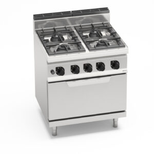 Berto's RVS 4 Pits gasfornuis met oven Max power 35,8 kW