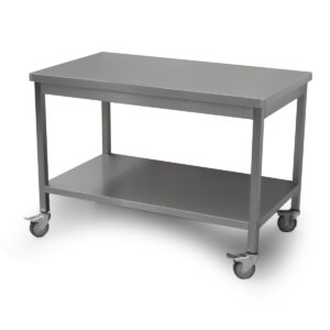 HCB Basic-line Werktafel - met onderschap - 120 x 70 x 85 cm - verrijdbaar - RVS