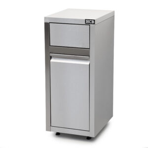 Papelera HCB - con ruedas - 50 litros - tapa abatible - acero inoxidable