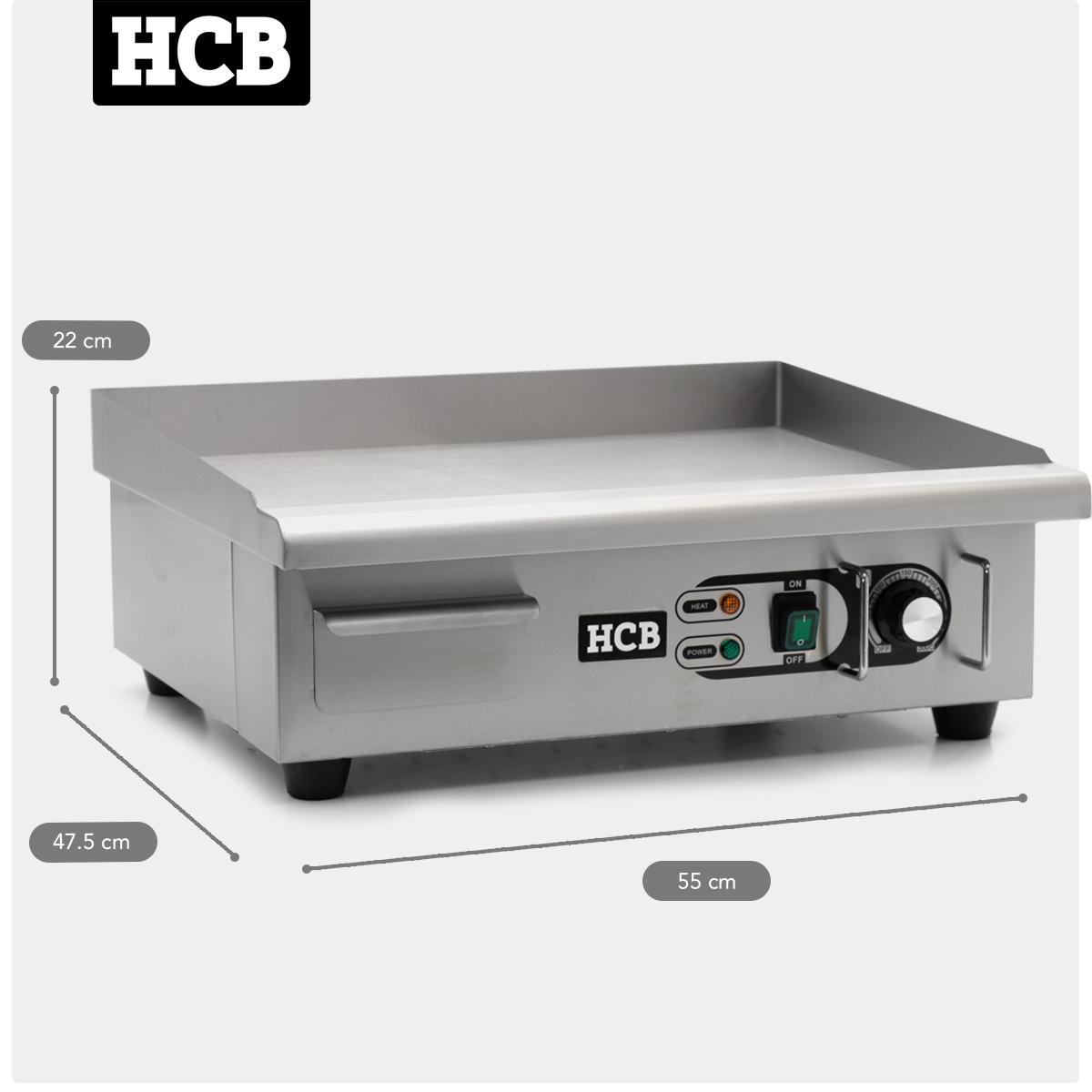 HCB Bakplaat - glad - 55 cm - 230V - RVS - Afbeelding 8