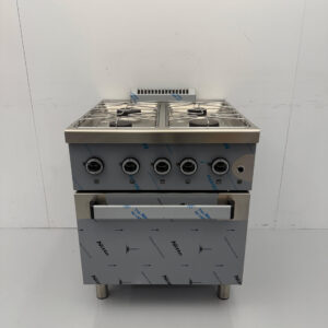 RVS MBM Dexion 4 pits Fornuis Gasfornuis met gasoven oven 70 cm GAS