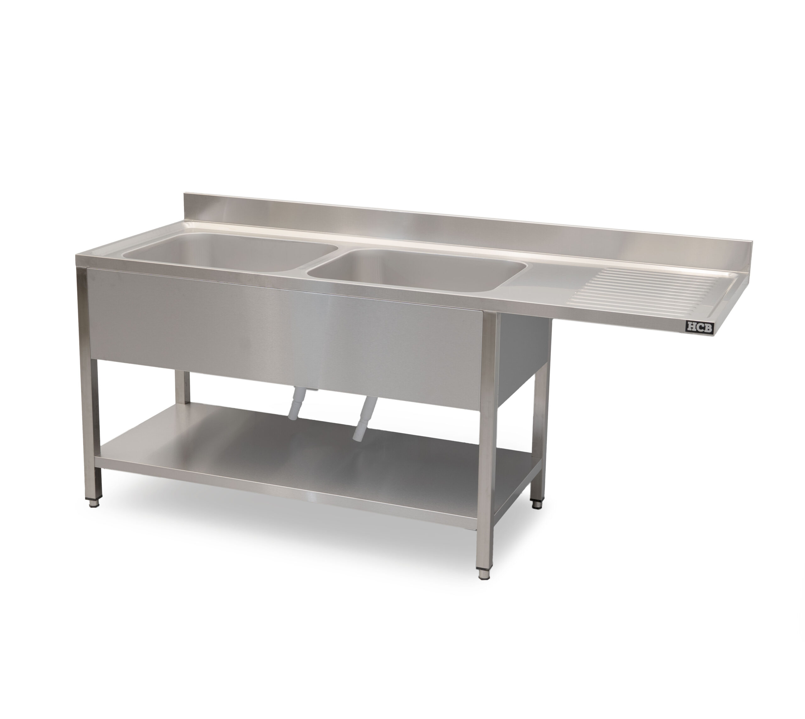 HCB Sink Unit - Double Sinks on the Left - 200 cm - Stainless Steel