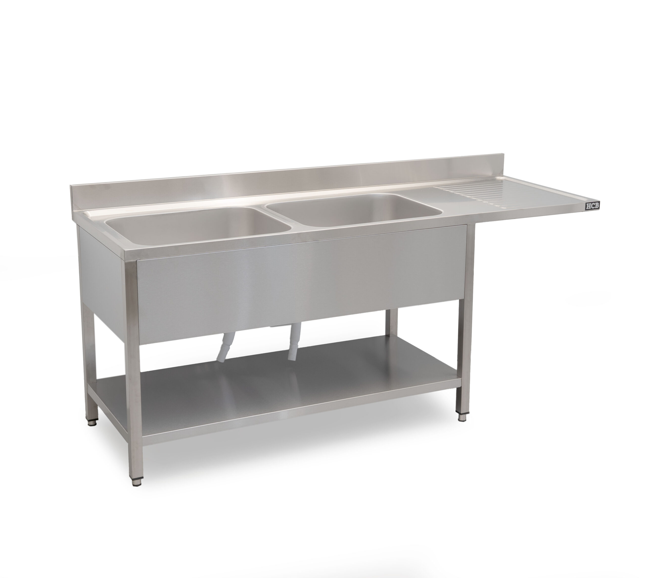 HCB Sink Unit - Double Sinks on the Left - 200 cm - Stainless Steel - Image 2