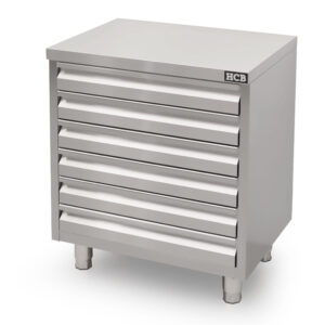 Mesa de trabajo HCB - 6 cajones - 70 cm - Acero inoxidable