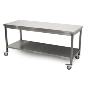 HCB Basic-line Work Table - with base - 180 x 70 x 85 cm - on casters - stainless steel