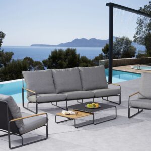 Best Freizeitmöbel Loungeset Terras set Antraciet Teakhout Horeca